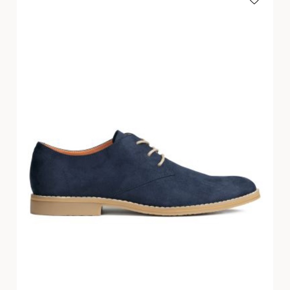 H&M‎ Men’s Blue Suede Derby Oxford Shoe 40 (7.5)